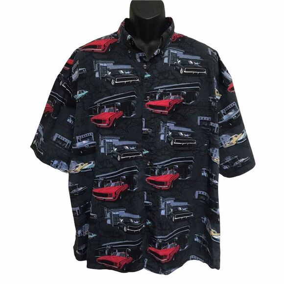 Vintage Muscle Car Button Down Shirt Sz 2X - Picture 1 of 16